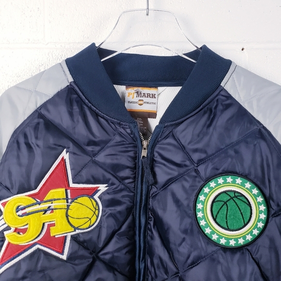 VIntage 90's PJ Mark Classic Athletic NBA Logo Quilted Puffer Jacket Size 2XL - Picture 3 of 16